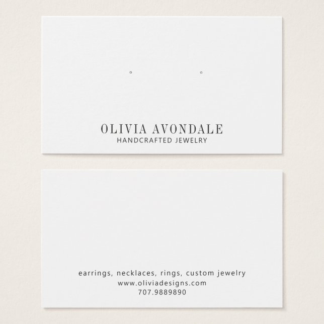 Minimalist Name Stud Earring Jewelry Display Card (Front & Back)