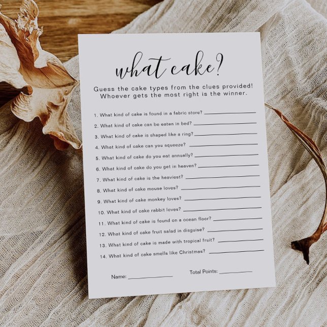 Minimalist Name That Cake Bridal Shower Game  Invitation (Minimalist Name That Cake Bridal Shower Game Invitation)