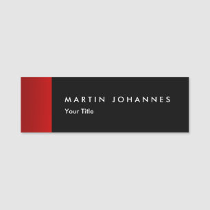 Minimalist name title black red professional tag