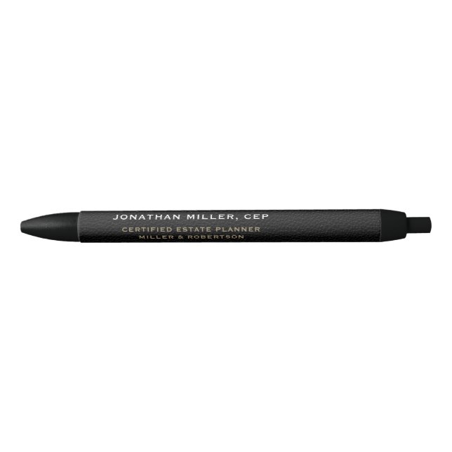 Minimalist Name Title Company Typographic Black Ink Pen (Front)