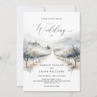 Minimalist Napa Valley Watercolor Vineyard-Themed 