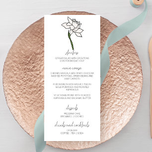 Minimalist Narcissus Flower Wedding Menu
