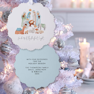 Minimalist Nativity Scene Carol Lyrics Christmas Tree Decoration Card