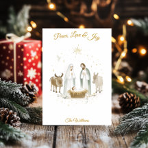 Minimalist Nativity Scene Christmas Peaceful Card