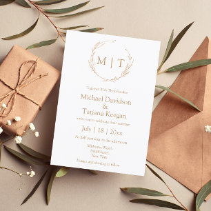 Minimalist Natural Monogram Botanical Wedding Invitation