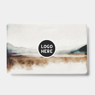 Minimalist Natural Watercolor Abstract Pattern ID Badge