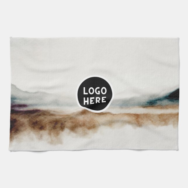 Minimalist Natural Watercolor Abstract Pattern  Tea Towel (Horizontal)