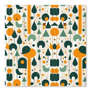 Minimalist Nature and Birds Geometric Pattern Wallpaper