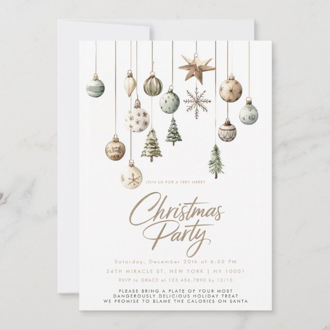 Minimalist Nature Rustic Simple Christmas Party Invitation (Front)