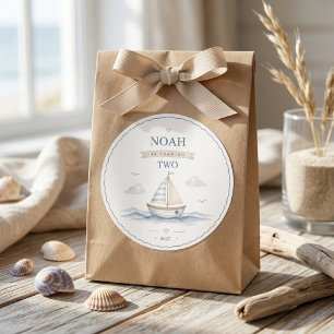 Minimalist Nautical Birthday Sailboat  Classic Round Sticker