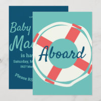 Minimalist Nautical Life Saver Aboard Round