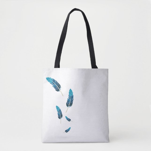 Minimalist Navy and Teal Falling Feathers  Tote Bag (Front)