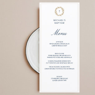 Minimalist Navy Baby Boy Baptism Christening Menu