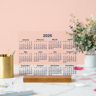 Minimalist Navy Blue 2026 Calendar Acrylic Sign