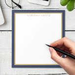 Minimalist Navy Blue and Gold Monogram Notepad<br><div class="desc">Create your own personalized notepad with elegant chic typography name and border design in navy blue and gold color.</div>
