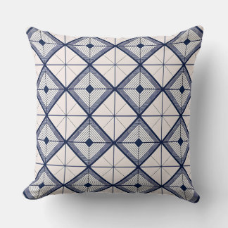 Minimalist Navy Blue and White Geometric Diamond Cushion