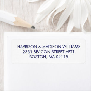 Minimalist navy blue and white Return Address  Label