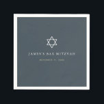 Minimalist Navy Blue Bar Mitzvah Napkin<br><div class="desc">This minimalist and chic Bar Mitzvah paper napkin features a midnight blue / navy blue background with the star of david. Personalise it for your needs. You can find matching products at my store.</div>