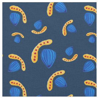 Minimalist navy blue boho hand-painted pattern fabric