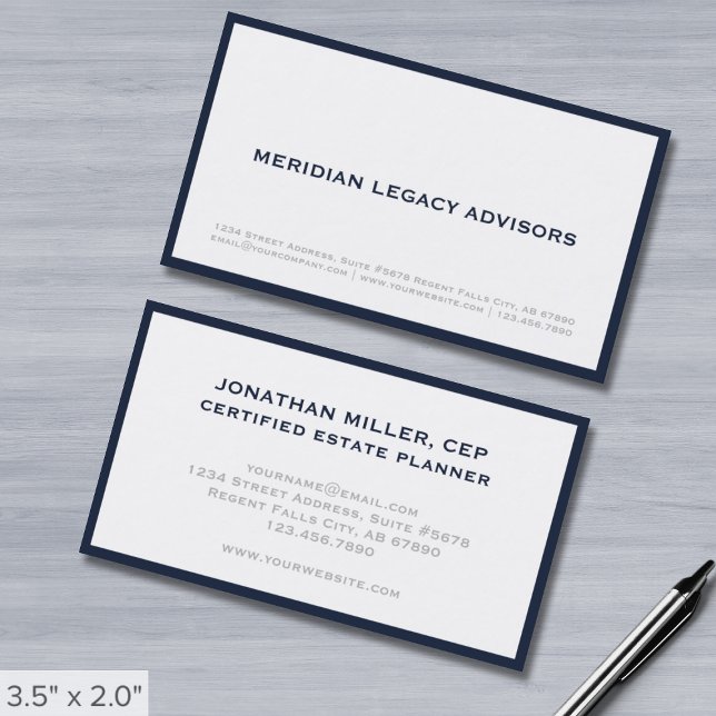 Minimalist Navy Blue Border Business Card (Creator Uploaded)