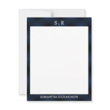Minimalist Navy Blue Border Monogram