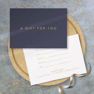 Minimalist Navy Blue Business Gift Certificate