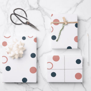 Minimalist Navy Blue Coral Polka Dot Wrapping Paper Sheet