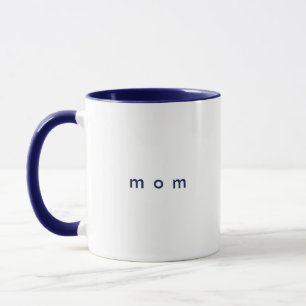 Minimalist Navy Blue Custom Text Mum White Mug
