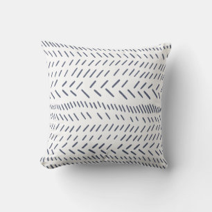 Minimalist Navy Blue Dash Pattern Modern Decor Cushion