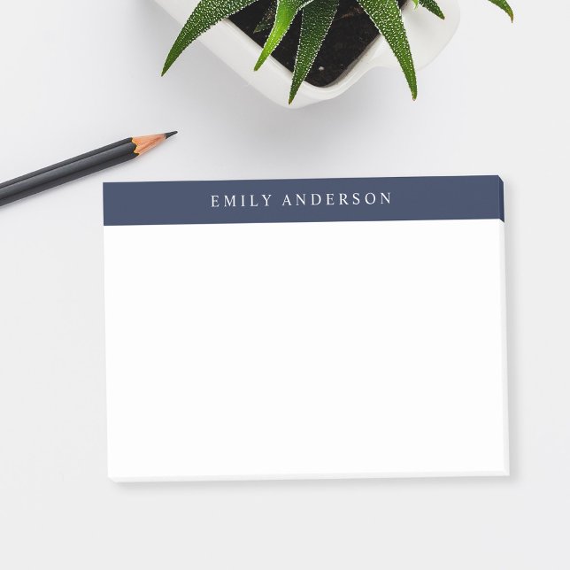 Minimalist Navy Blue Elegant Monogram Post-it Notes (Creator Uploaded)