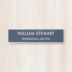 Minimalist Navy Blue Employee Staff Door Sign
