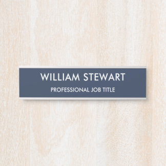 Minimalist Navy Blue Employee Staff Door Sign