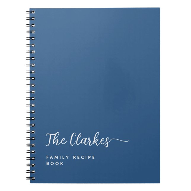 Minimalist Navy Blue Family Stationery Notebook (Front)