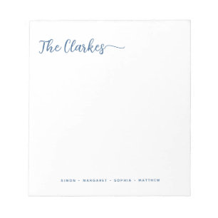 Minimalist Navy Blue Family Stationery Notepad