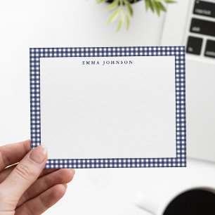 Minimalist Navy Blue Gingham Plaid Card