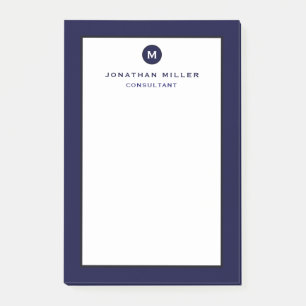 Minimalist Navy Blue Monogram Post-it Notes