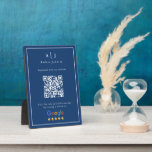 Minimalist Navy Blue Monogram Review Link QR Code Plaque<br><div class="desc">Minimalist Navy Blue Monogram Review Link QR Code plaque perfect for businesses,  consultant,  professionals or marketing manager. It features two thick and thin border,  a navy blue background and a QR code for the review link.</div>
