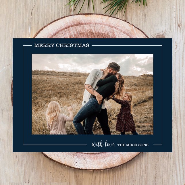 Minimalist Navy Blue Photo Christmas Holiday Card (Creator Uploaded)