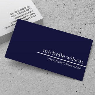 Minimalist Navy Blue Professional Plain Business Card