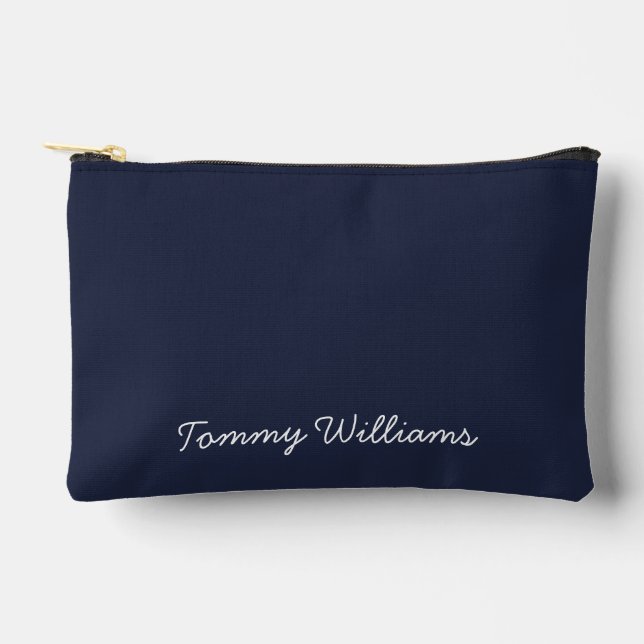 Minimalist Navy Blue Professional Simple Accessory Pouch (Front)