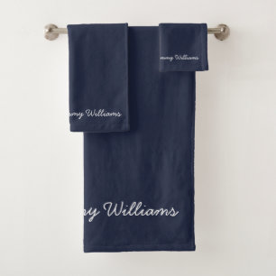 Minimalist Navy Blue Professional Simple Bath Towel Set