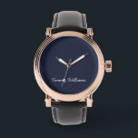 Minimalist Navy Blue Professional Simple Watch<br><div class="desc">These simple,  minimalist can be personalised to include a name or any text of your choice. If you don't want any text and would prefer just a blank,  then you can simply delete the text.</div>