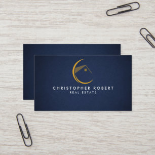 Minimalist Navy Blue Real Estate Business Card