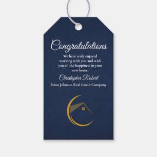 Minimalist Navy Blue Real Estate Gift Tags