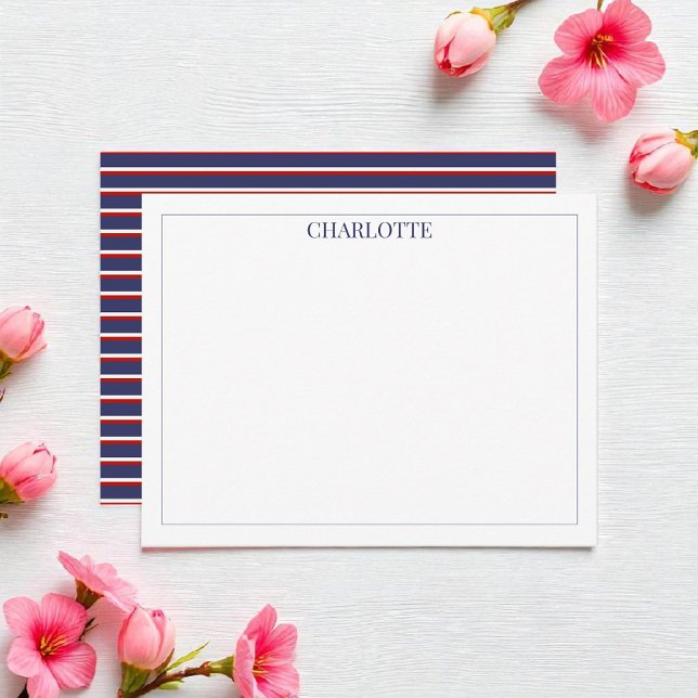 Minimalist Navy Blue Stripes Classic Chic Modern Card (Creator Uploaded)