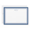 Minimalist Navy Blue Two Border Monogram Note Card