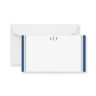 Minimalist Navy Blue Two Border Monogram Note Card