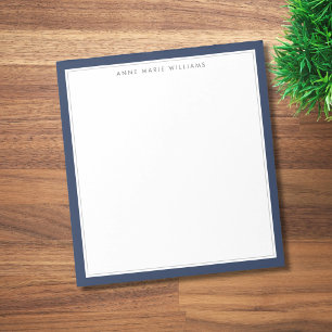Minimalist Navy Blue Two Border Name Notepad