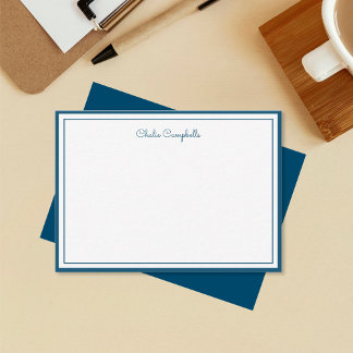 Minimalist Navy Blue Two Border, signature Card