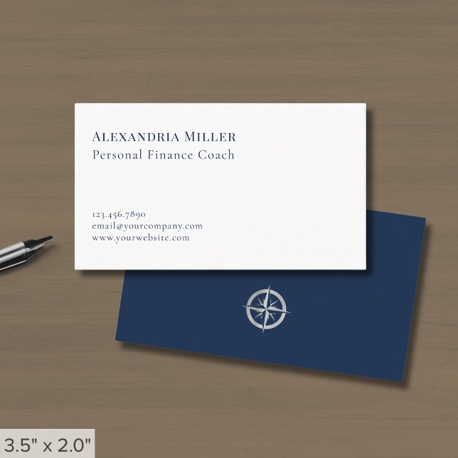 Minimalist Navy Blue White Custom Logo Business Card (Creator Uploaded)